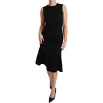 Dolce & Gabbana Black Fit Flare Wool Stretch Sheath Dress DR2453-36