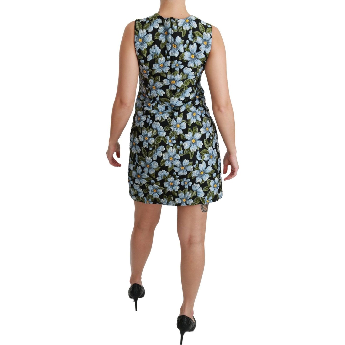 Dolce & Gabbana Elegant Floral Mini Shift Dress Dolce & Gabbana Dim Gray