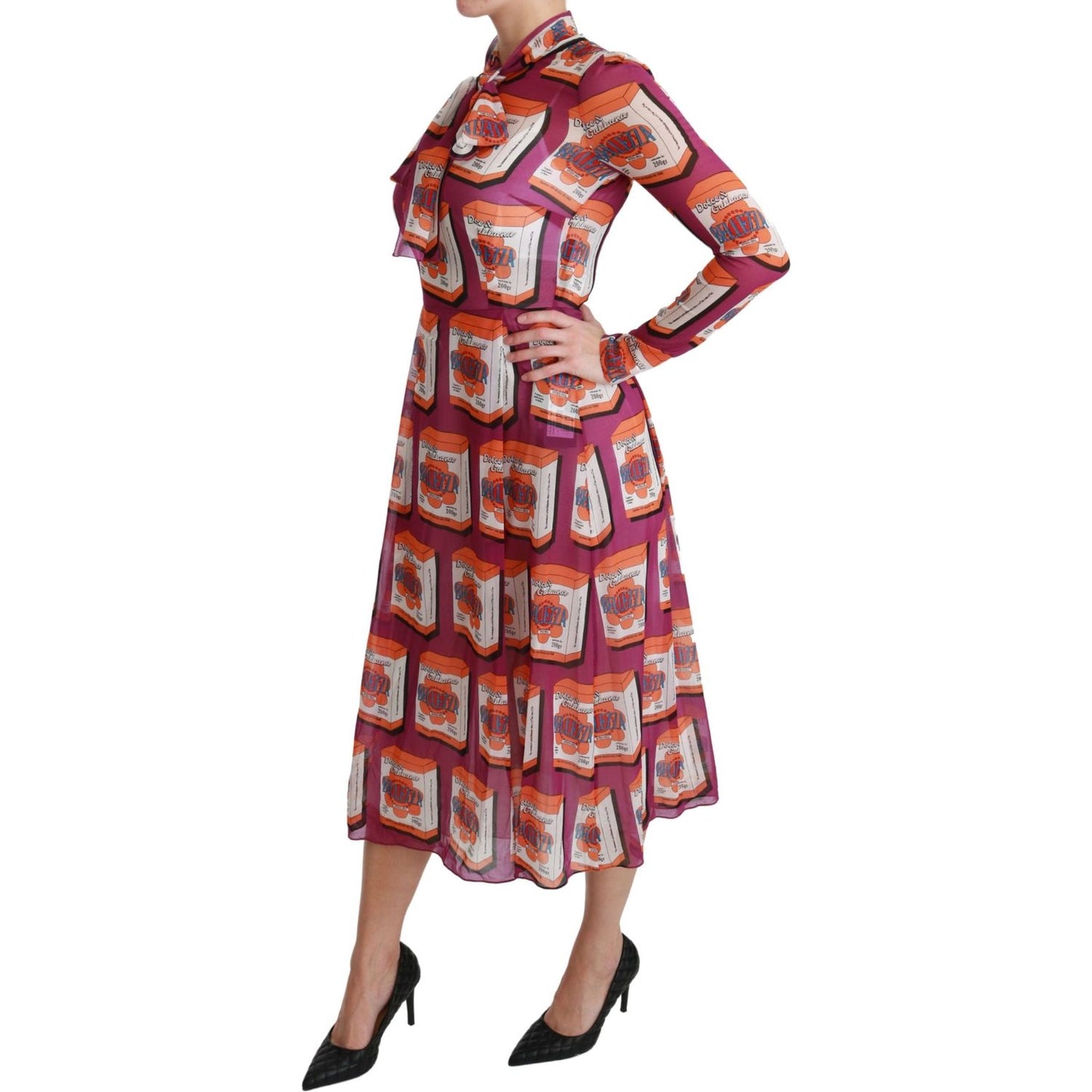 Dolce & Gabbana Elegant Bellezza Print Silk Maxi Dress Dolce & Gabbana Sienna