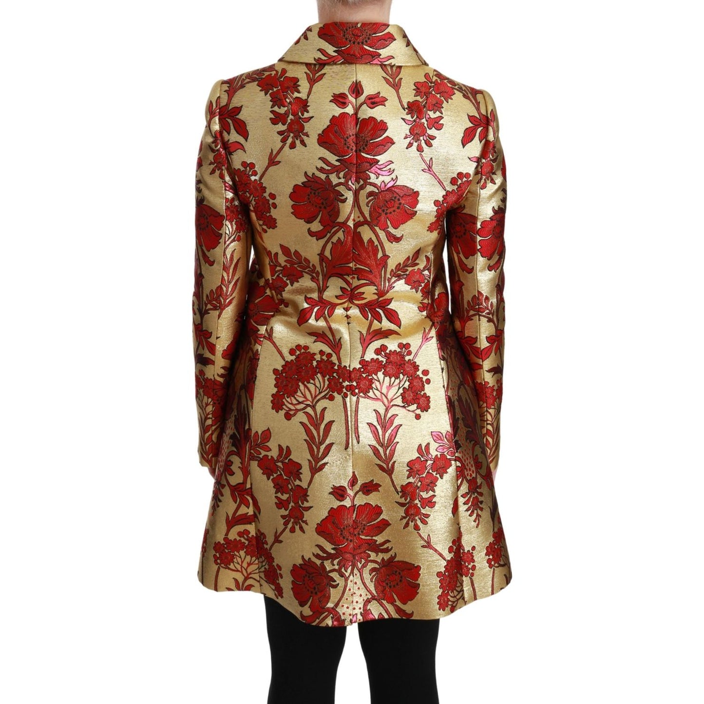 Dolce & Gabbana Elegant Gold Floral Brocade Trench Coat Dolce & Gabbana Sienna