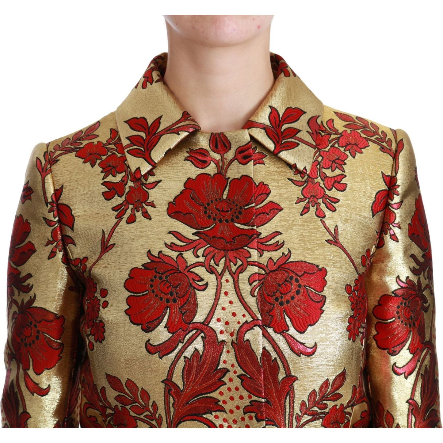 Dolce & Gabbana Elegant Gold Floral Brocade Trench Coat Dolce & Gabbana Sienna