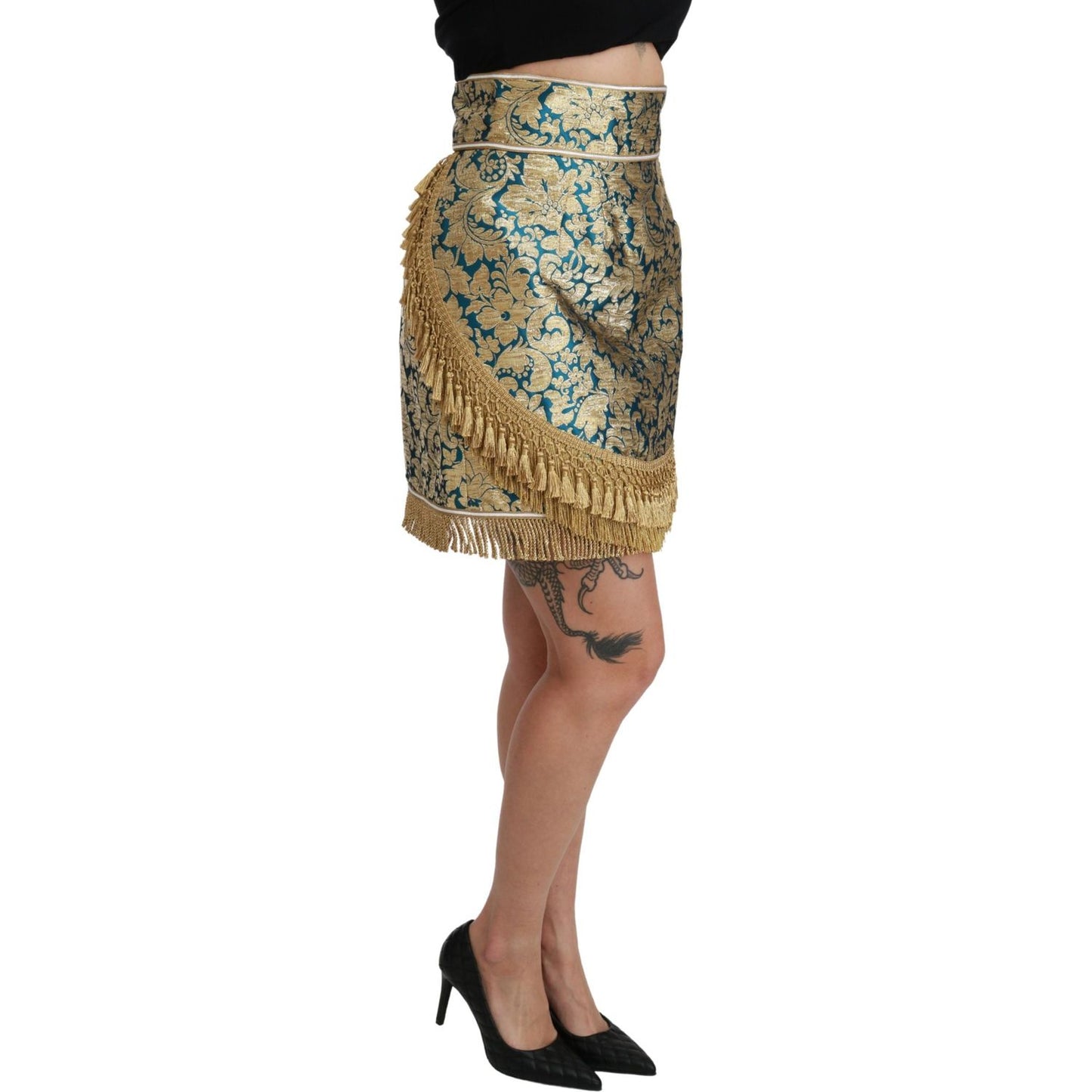 Dolce & Gabbana Elevate Your Wardrobe with Our Exquisite Gold Skirt Dolce & Gabbana Dim Gray