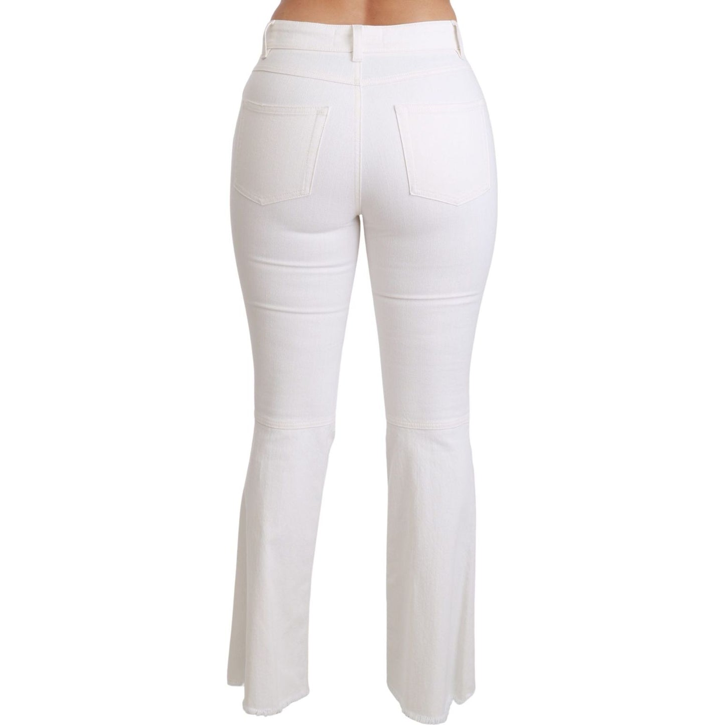 Dolce & Gabbana Chic Flared Mid Waist Embroidered Pants Dolce & Gabbana Light Gray
