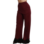 Dolce & Gabbana Elegant Maroon High Waist Wide Leg Trousers Jeans & Pants Dolce & Gabbana Black