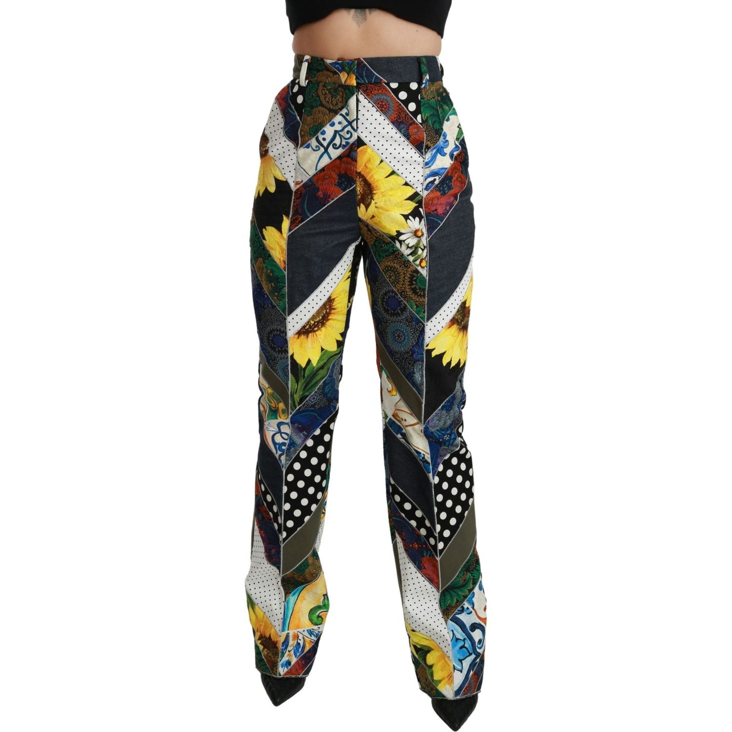 Dolce & Gabbana Elegant High Waist Multicolor Straight Pants Dolce & Gabbana Tan