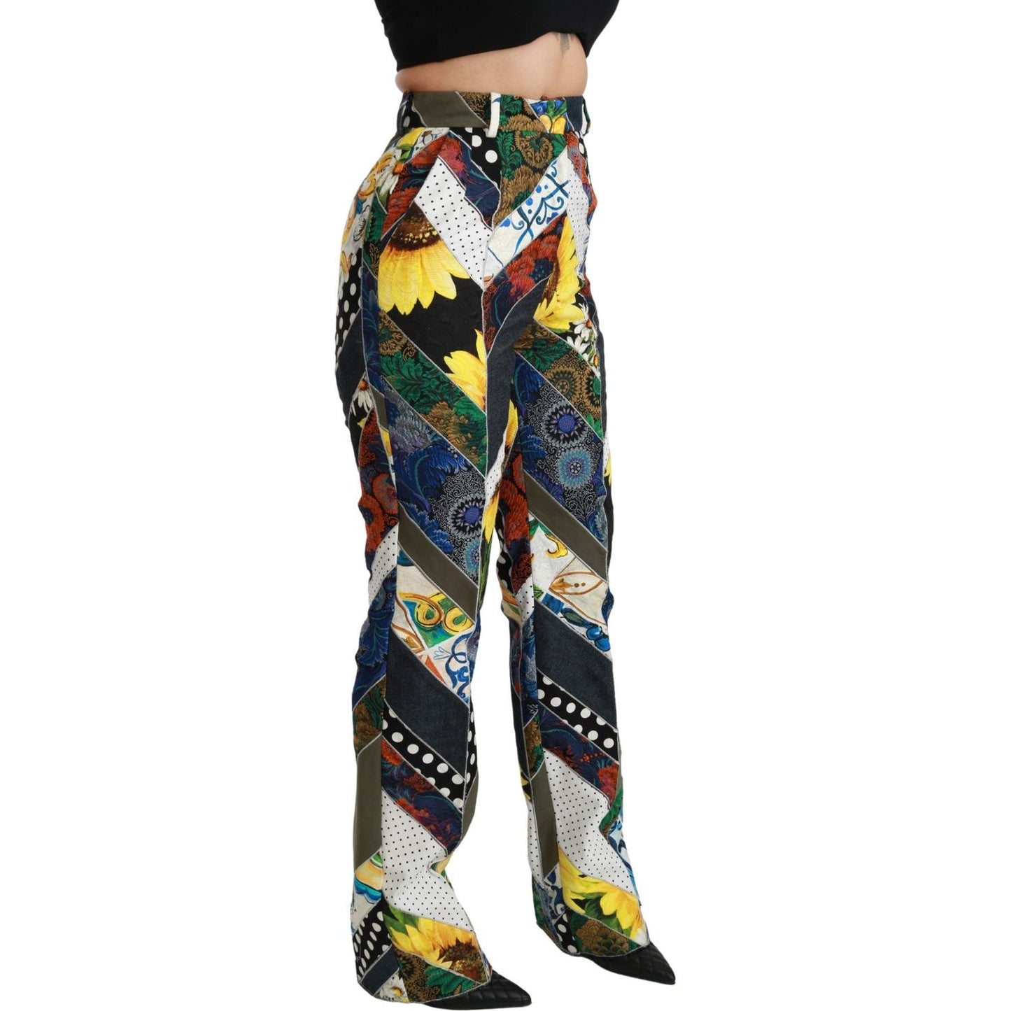 Dolce & Gabbana Elegant High Waist Multicolor Straight Pants Dolce & Gabbana Tan