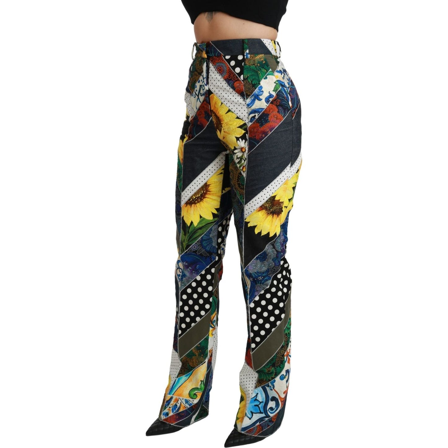 Dolce & Gabbana Elegant High Waist Multicolor Straight Pants Dolce & Gabbana Tan
