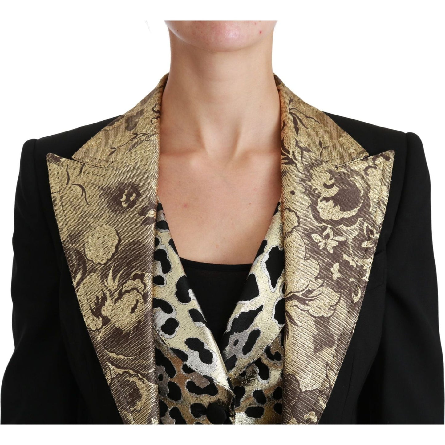 Dolce & Gabbana Black Jacquard Vest Blazer Coat Wool Jacket Coats & Jackets
