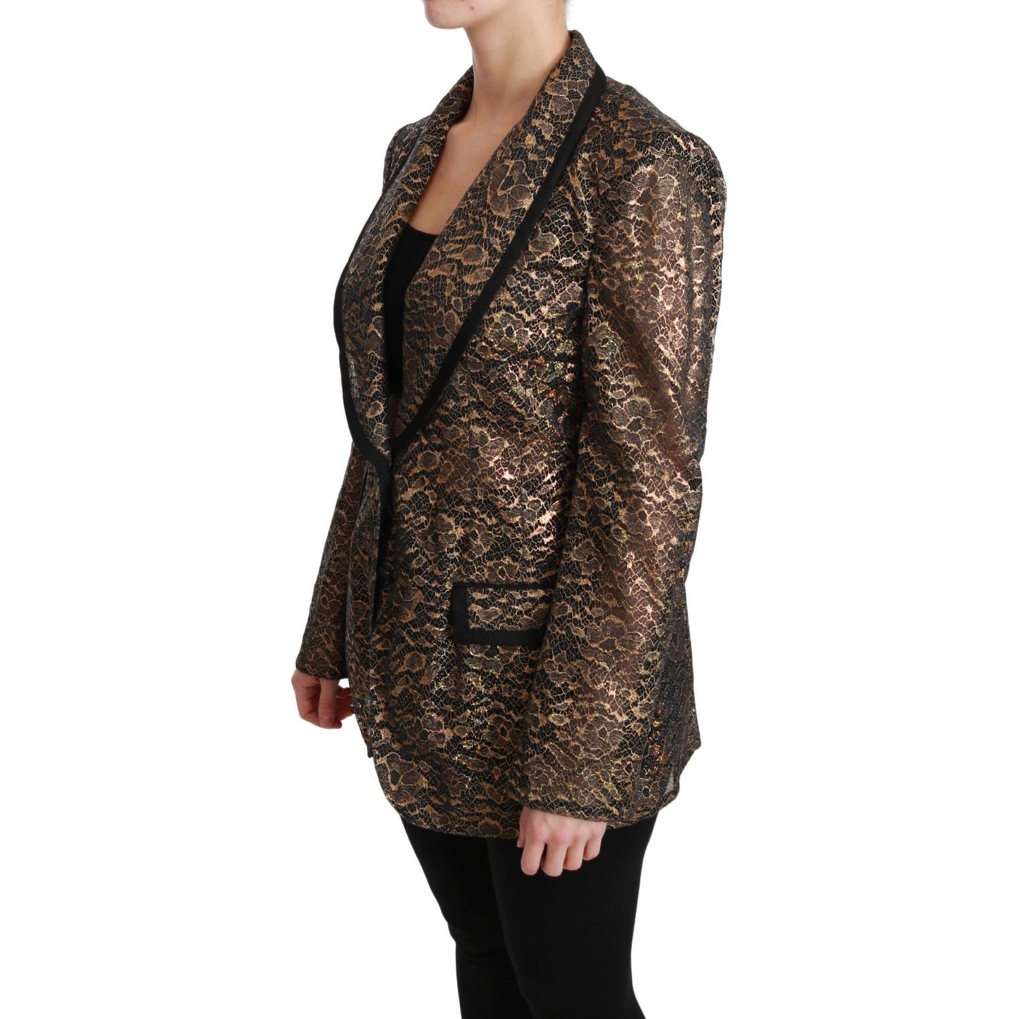 Dolce & Gabbana Elegant Gold Floral Lace Blazer Jacket Dolce & Gabbana Dark Slate Gray