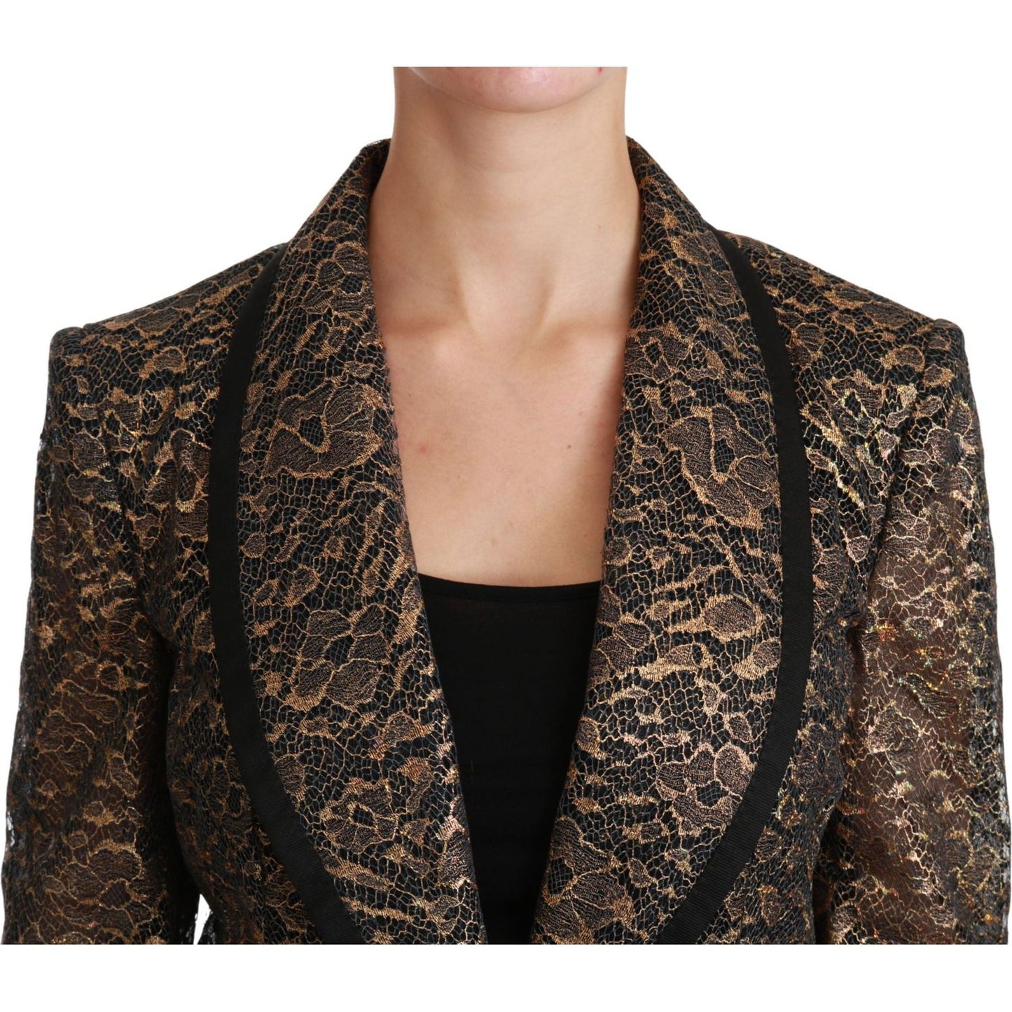 Dolce & Gabbana Elegant Gold Floral Lace Blazer Jacket Dolce & Gabbana Dark Slate Gray