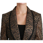 Dolce & Gabbana Gold Black Lace Blazer Coat Floral Jacket JKT2562-44