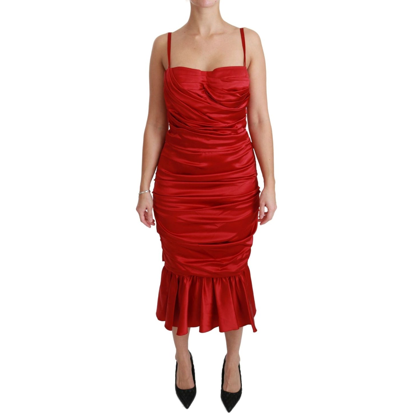 Dolce & Gabbana Red Silk Stretch Mermaid Bodycon Dress