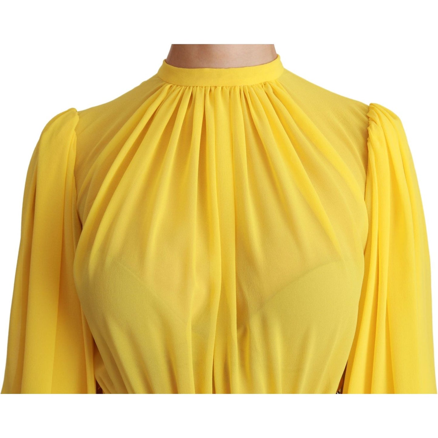 Dolce & Gabbana Silk Pleated A-line Mini Dress in Sunshine Yellow Dolce & Gabbana Goldenrod