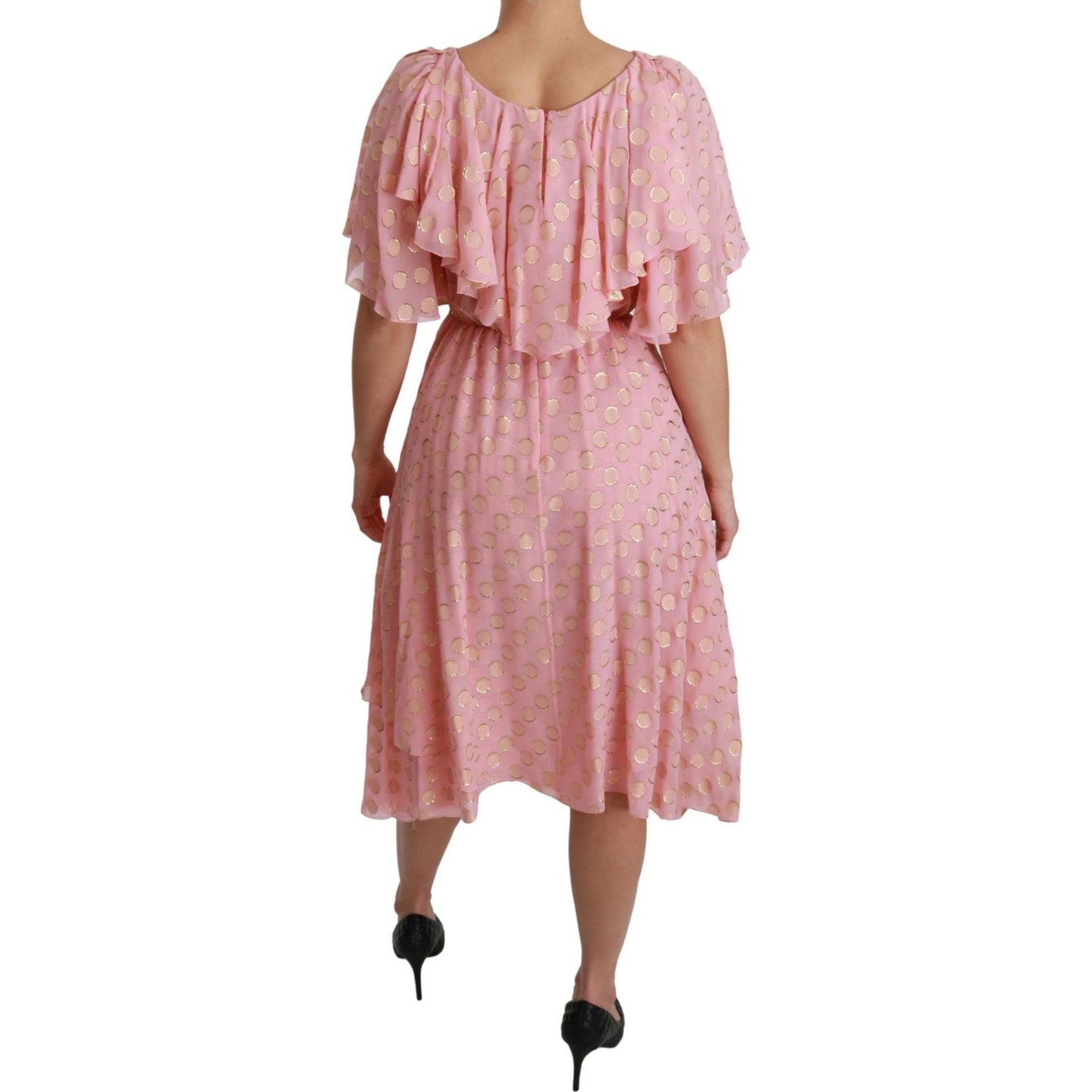 Dolce & Gabbana Elegant Pleated Midi A-Line Dress Dolce & Gabbana Rosy Brown