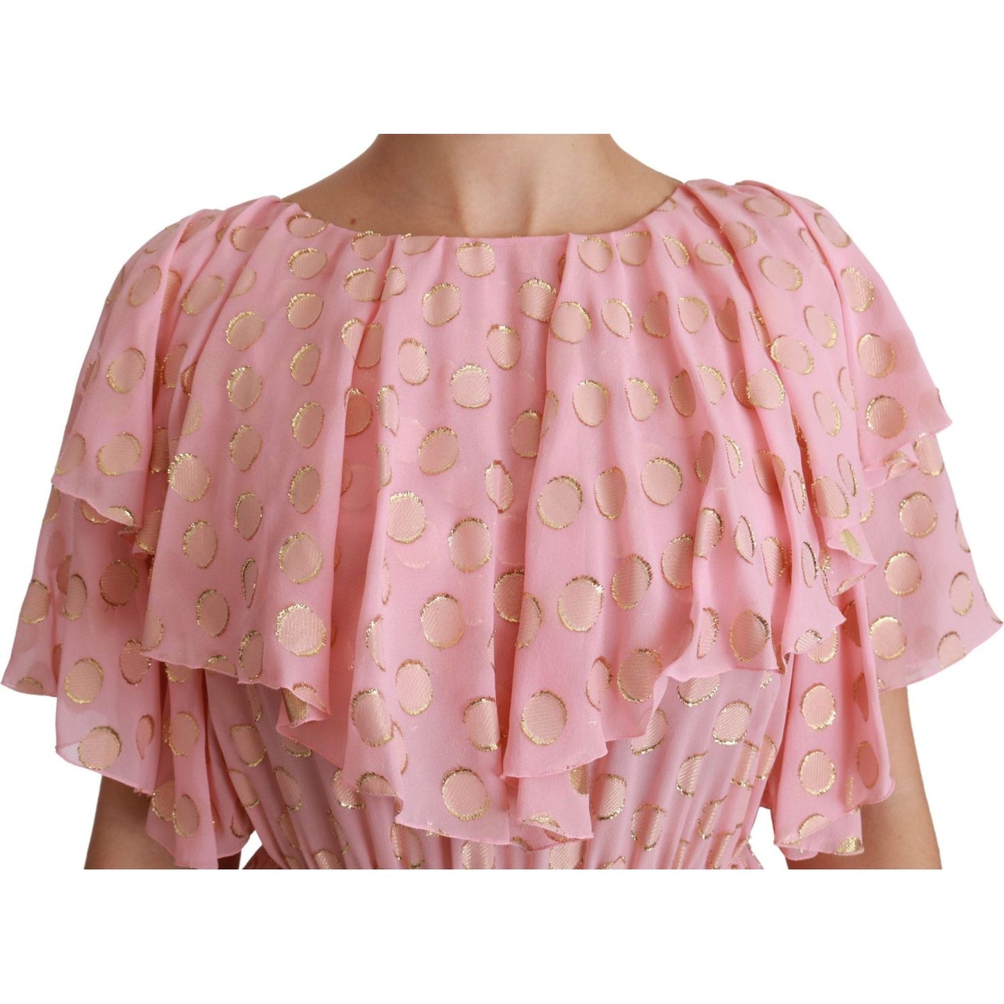 Dolce & Gabbana Elegant Pleated Midi A-Line Dress Dolce & Gabbana Rosy Brown