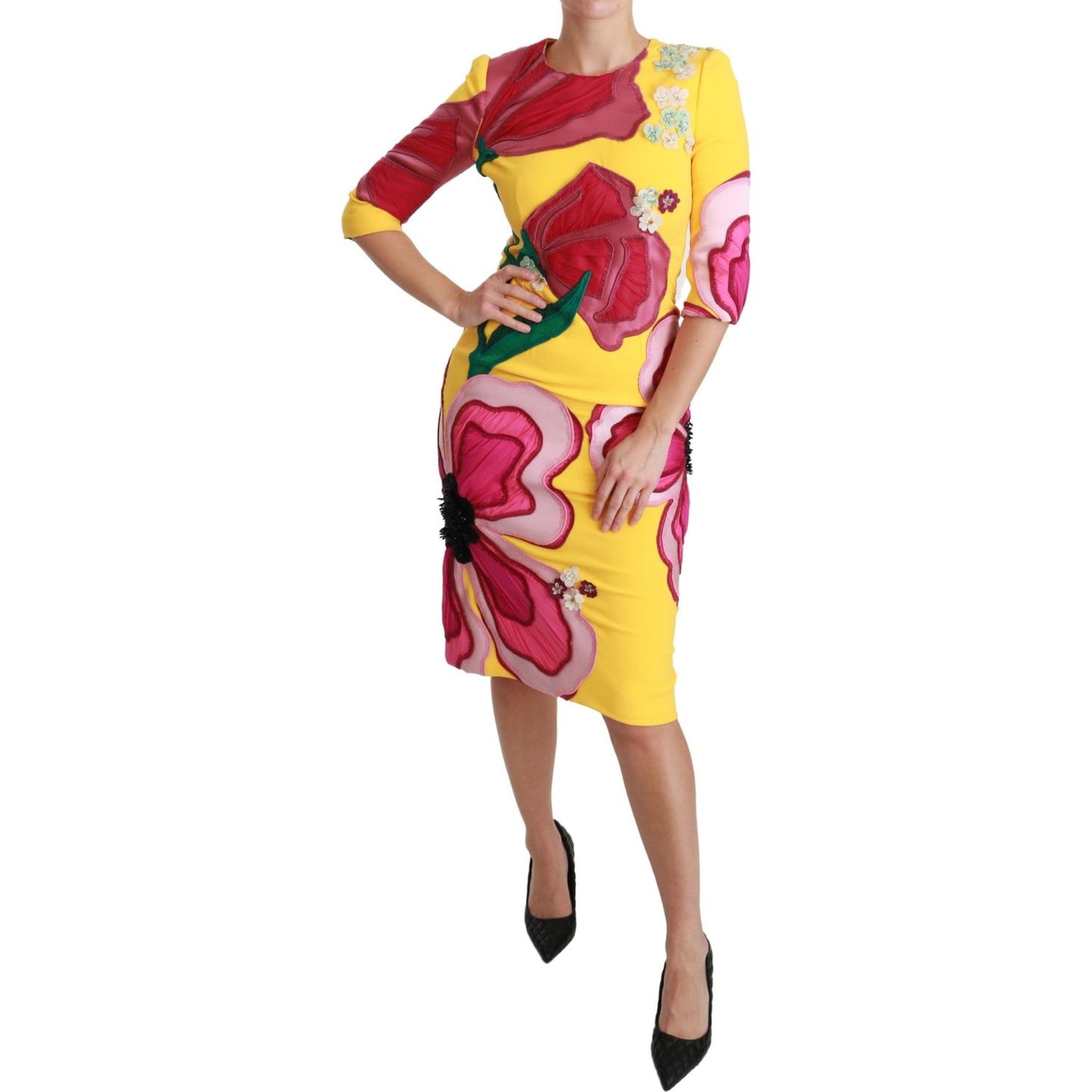 Dolce & Gabbana Sunshine Bloom Sheath Knee-Length Dress Dolce & Gabbana Rosy Brown