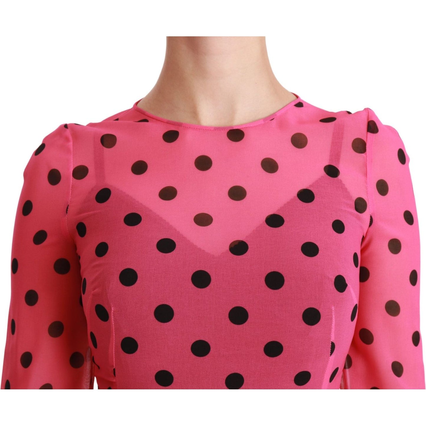 Dolce & Gabbana Elegant Polka Dot A-Line Knee Length Dress Dolce & Gabbana Pale Violet Red