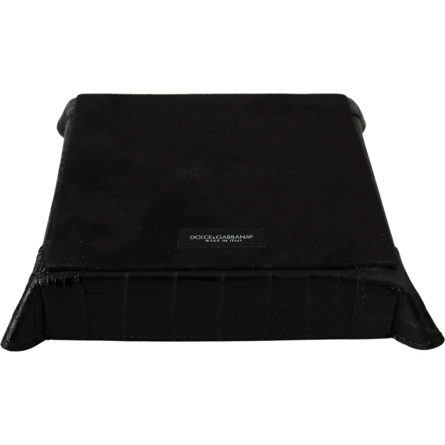 Dolce & Gabbana Elegant Black Exotic Skin Entry Tray Dolce & Gabbana Black