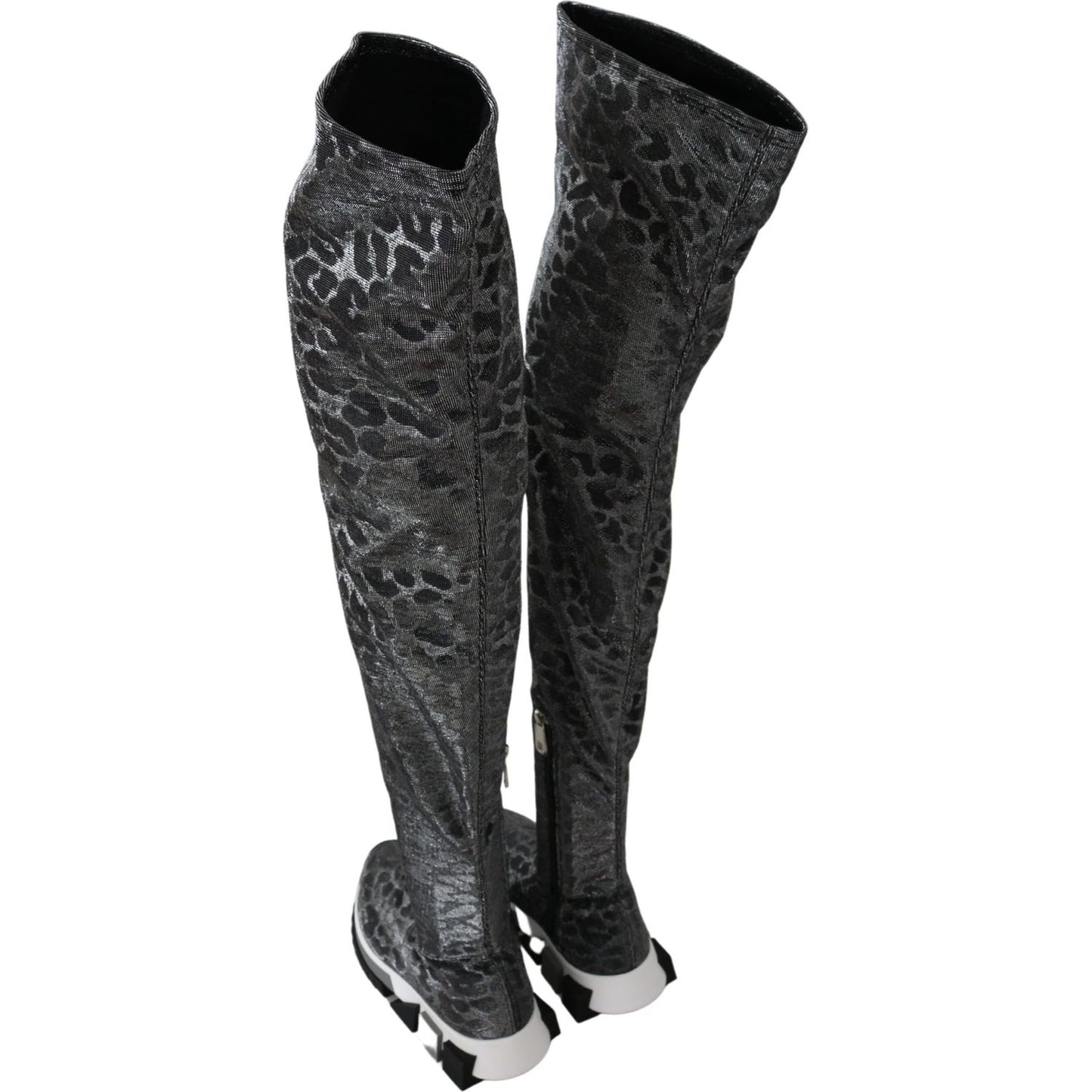 Dolce & Gabbana Gray Leopard High Top Sneakers Booties Shoes Dolce & Gabbana