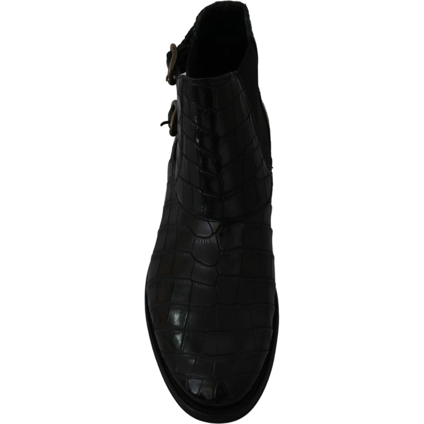 Dolce & Gabbana Elegant Derby Brogue Boots in Exotic Leather Dolce & Gabbana Black