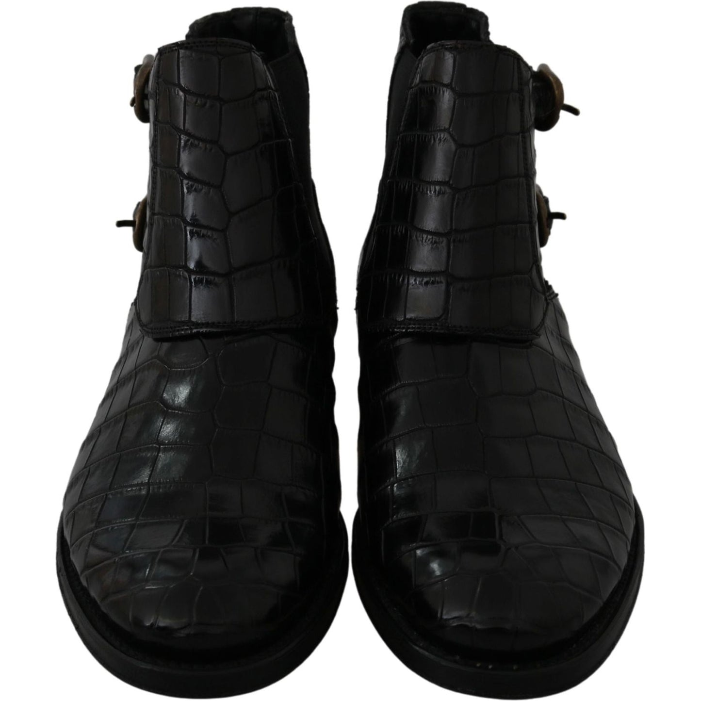 Dolce & Gabbana Elegant Derby Brogue Boots in Exotic Leather Dolce & Gabbana Black