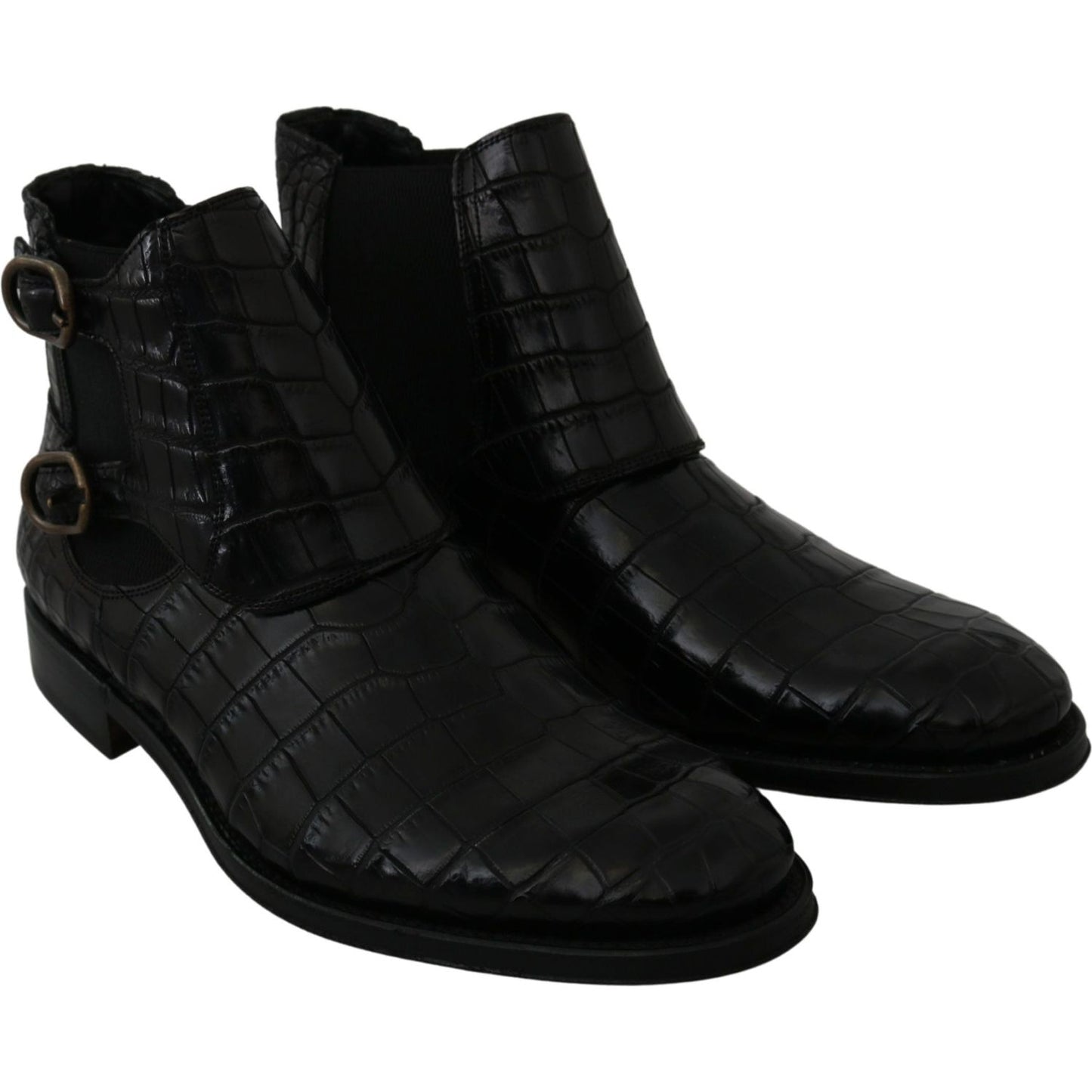 Dolce & Gabbana Elegant Derby Brogue Boots in Exotic Leather Dolce & Gabbana Black
