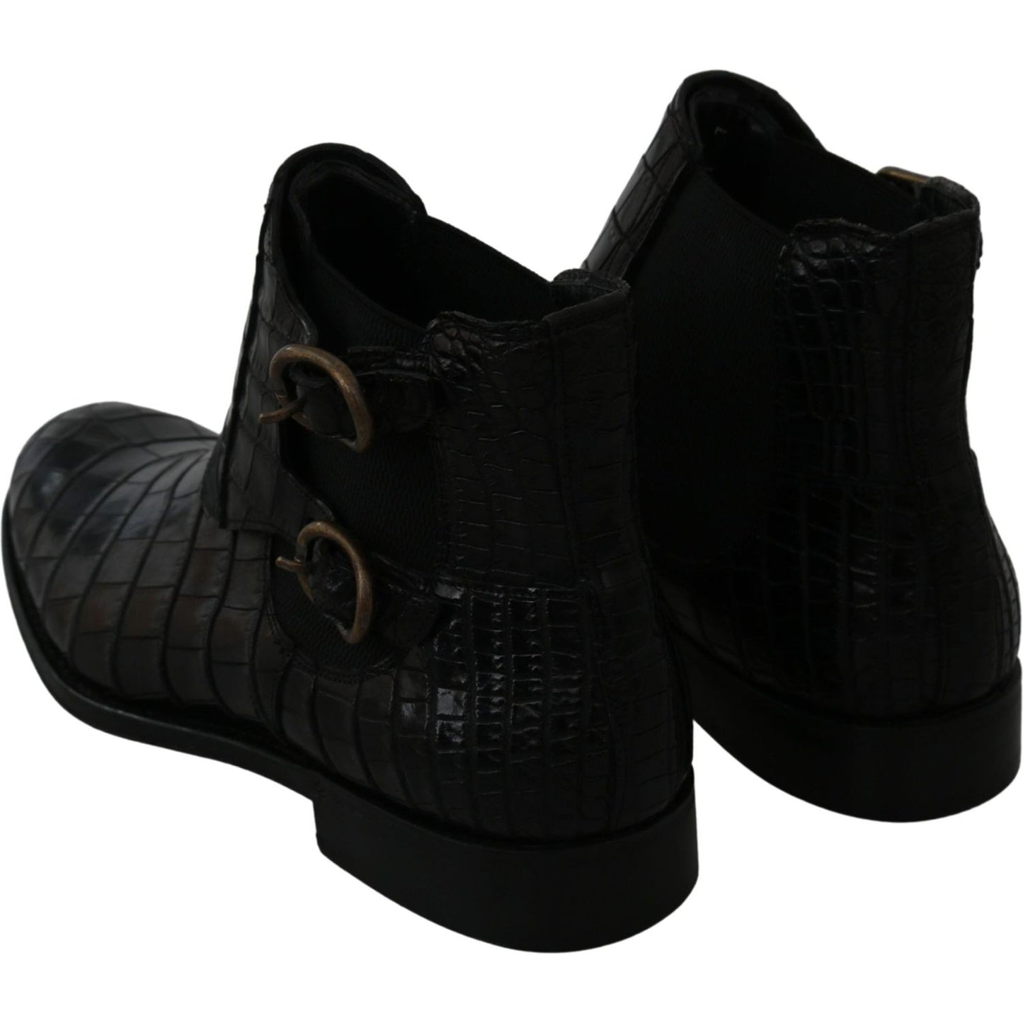 Dolce & Gabbana Elegant Derby Brogue Boots in Exotic Leather Dolce & Gabbana Black