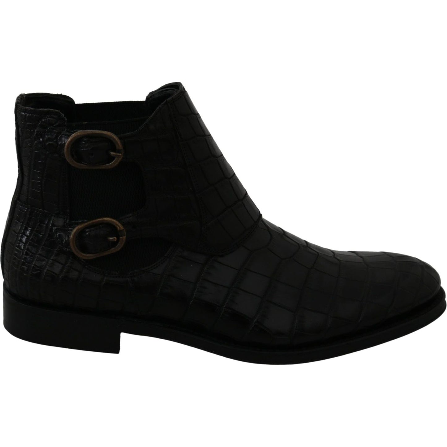 Dolce & Gabbana Elegant Derby Brogue Boots in Exotic Leather Dolce & Gabbana Black