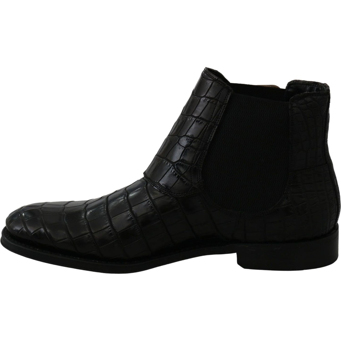 Dolce & Gabbana Elegant Derby Brogue Boots in Exotic Leather Dolce & Gabbana Black