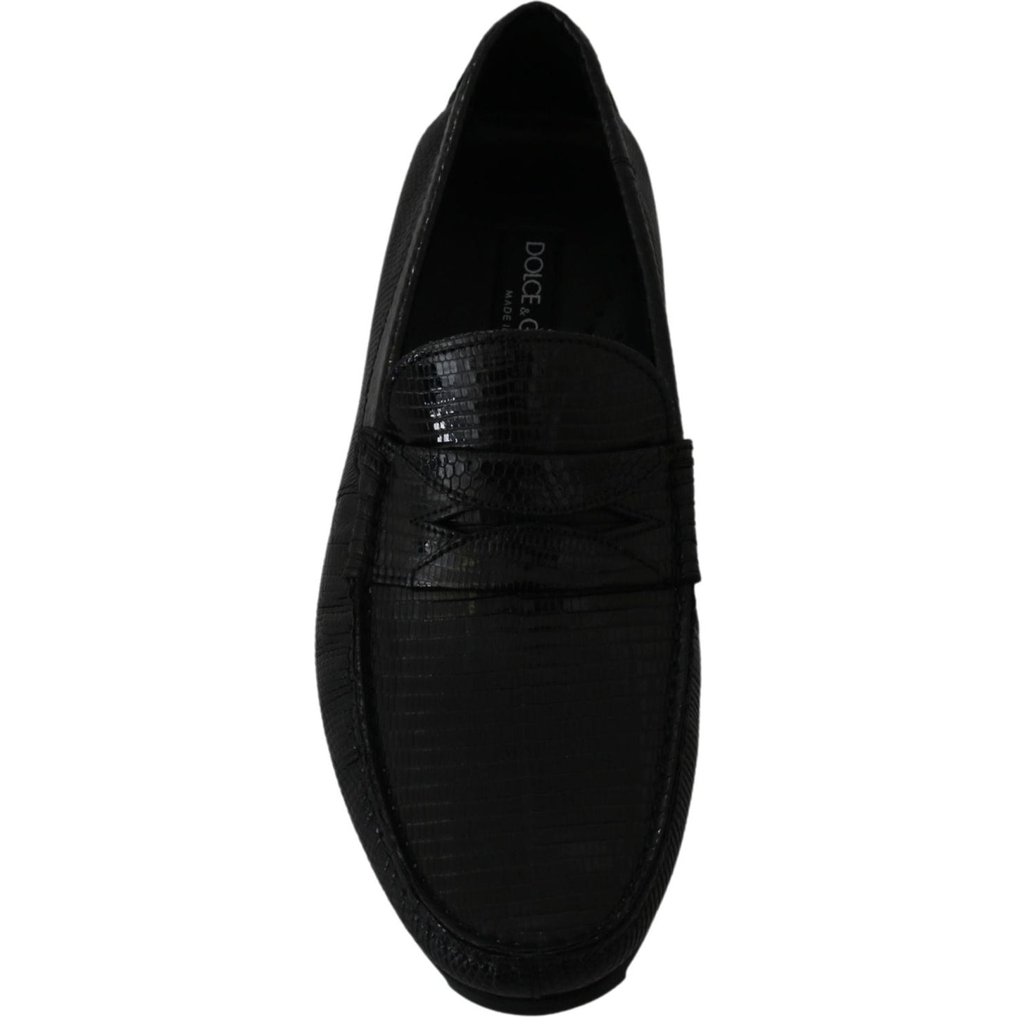 Dolce & Gabbana Exquisite Black Lizard Leather Loafers Dolce & Gabbana Black