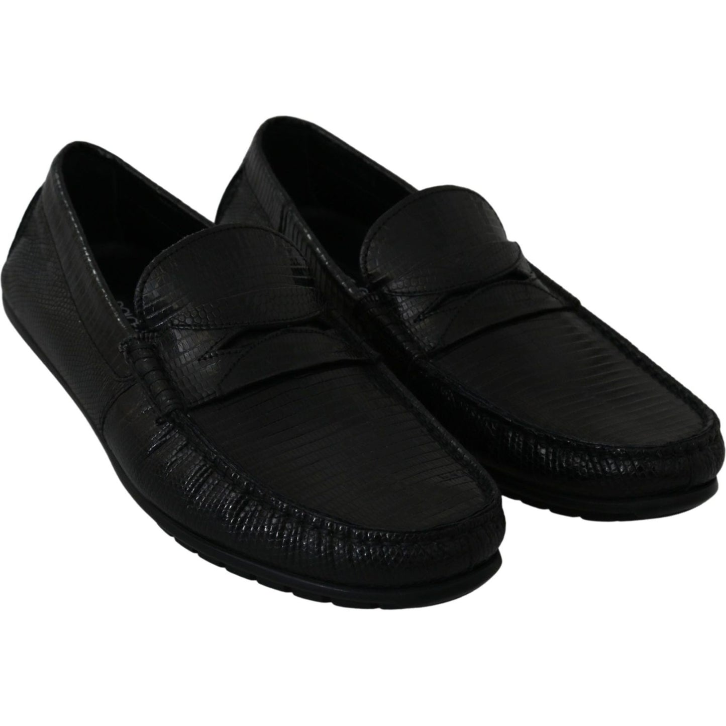 Dolce & Gabbana Exquisite Black Lizard Leather Loafers Dolce & Gabbana Black