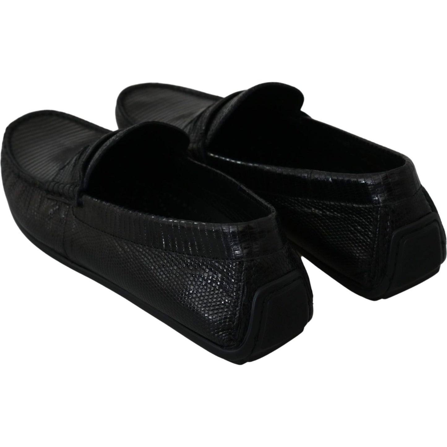 Dolce & Gabbana Exquisite Black Lizard Leather Loafers Dolce & Gabbana Black