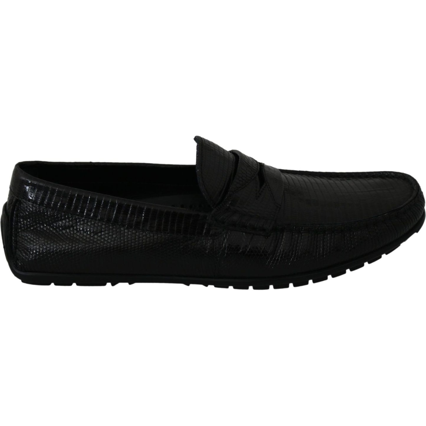 Dolce & Gabbana Exquisite Black Lizard Leather Loafers Dolce & Gabbana Black