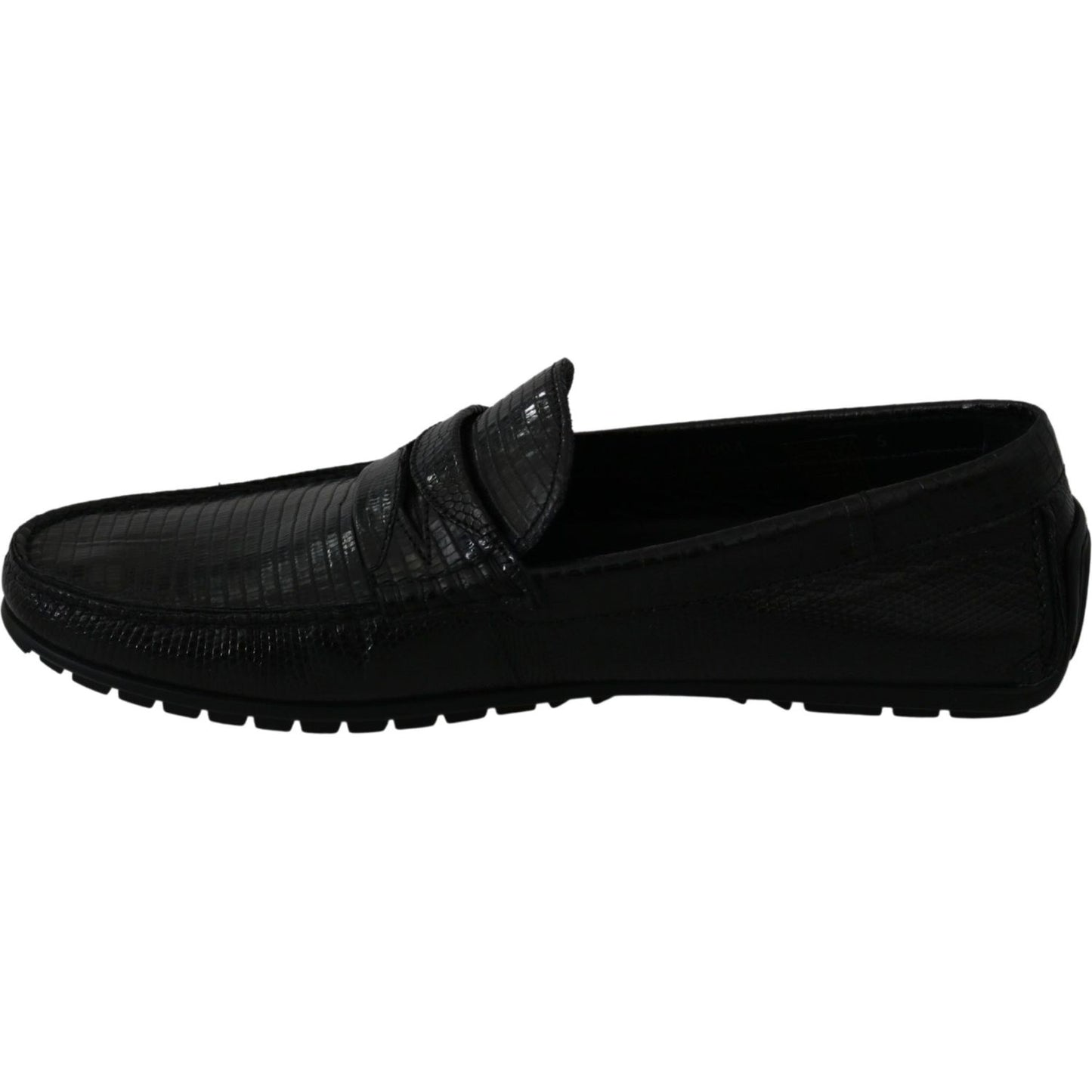 Dolce & Gabbana Exquisite Black Lizard Leather Loafers Dolce & Gabbana Black