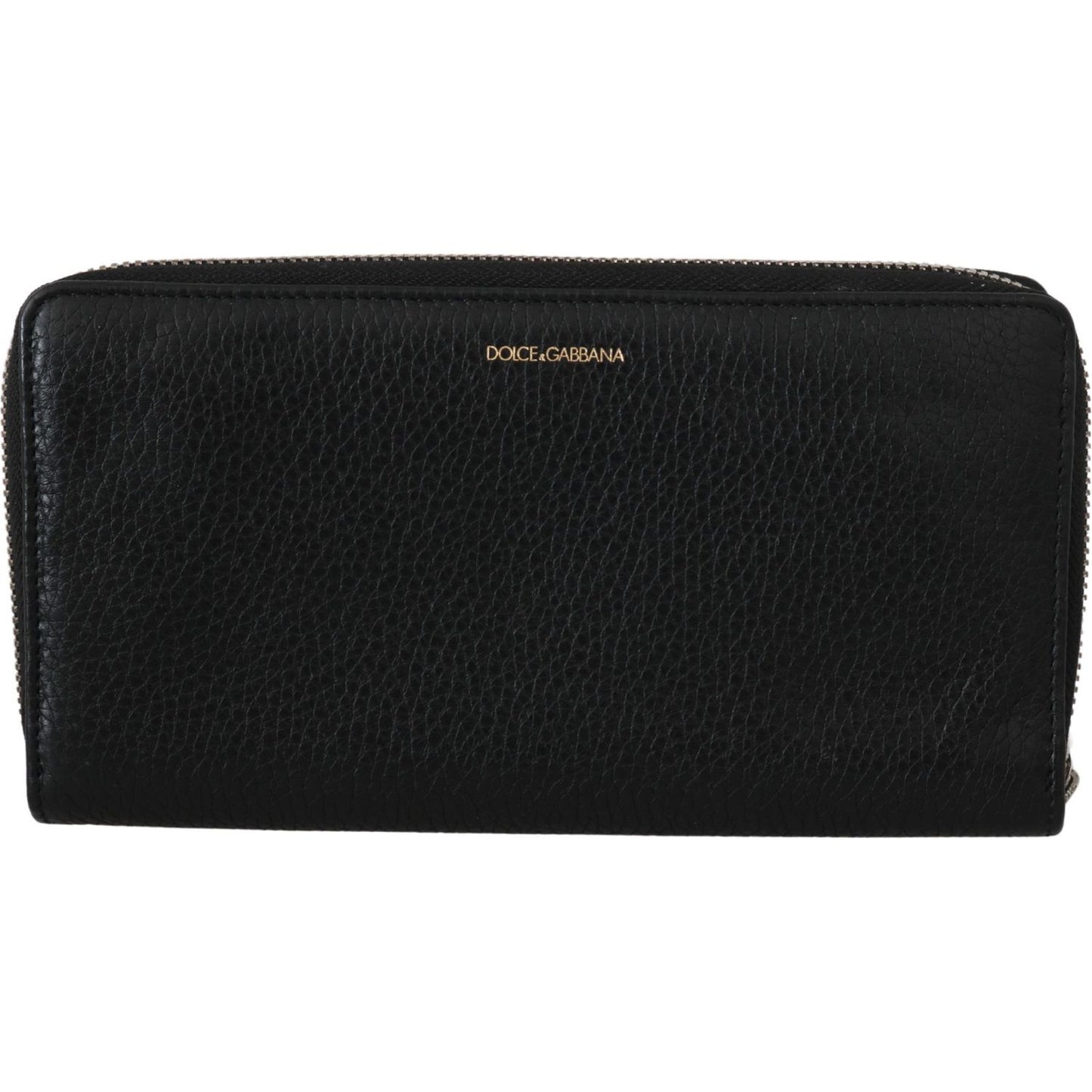 Dolce & Gabbana Elegant Black Leather Zip Continental Wallet Purse Dolce & Gabbana Black