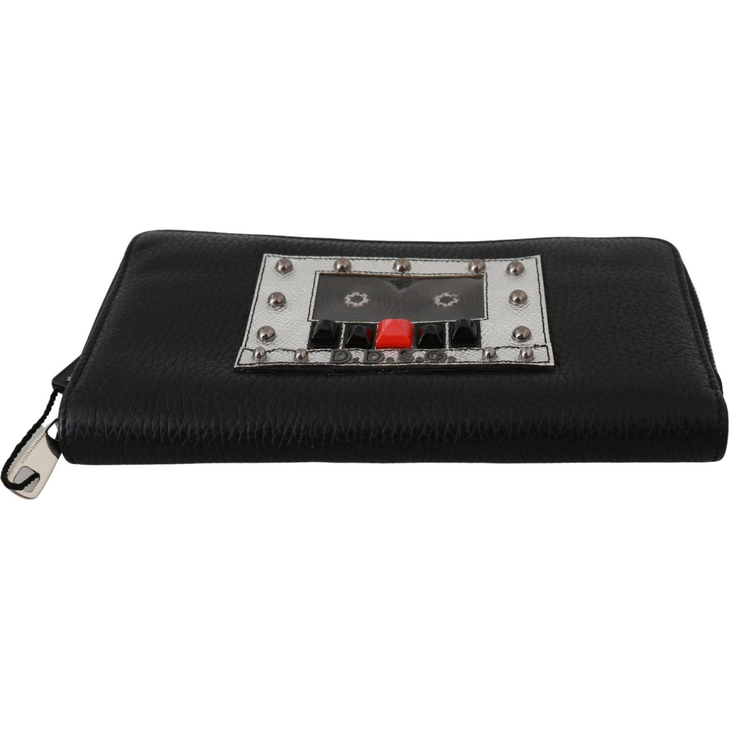 Dolce & Gabbana Elegant Black Leather Zip Continental Wallet Purse Dolce & Gabbana Black