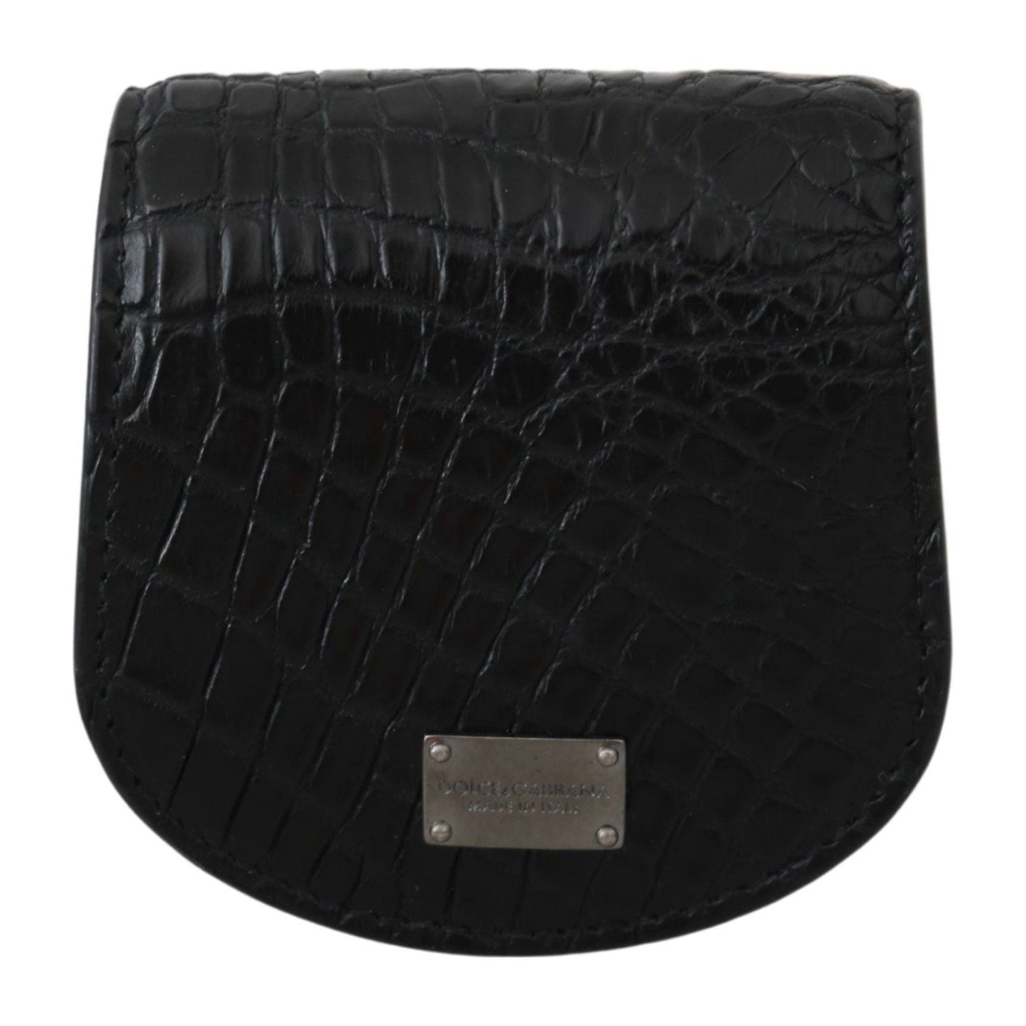 Dolce & Gabbana Sleek Black Leather Coin Case Wallet Condom Case Dolce & Gabbana Black