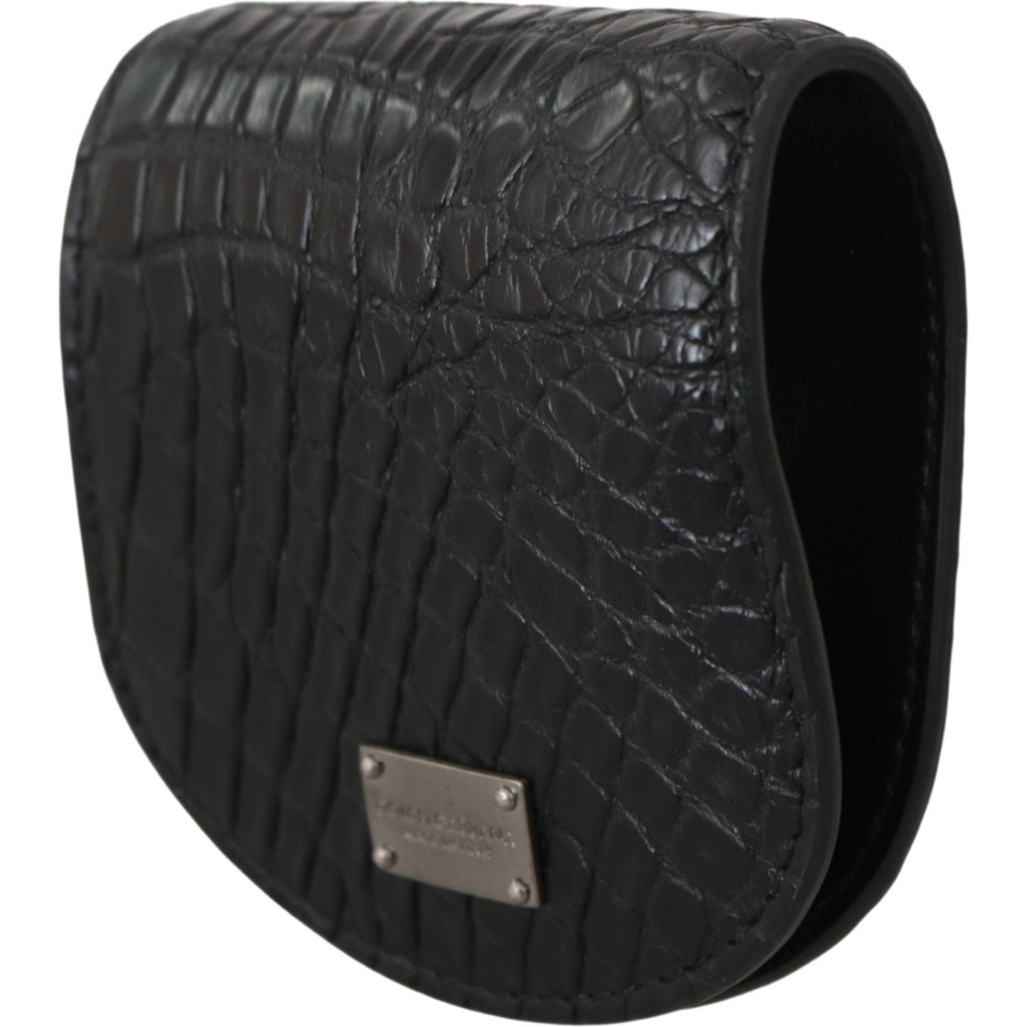 Dolce & Gabbana Sleek Black Leather Coin Case Wallet Condom Case Dolce & Gabbana Dark Slate Gray