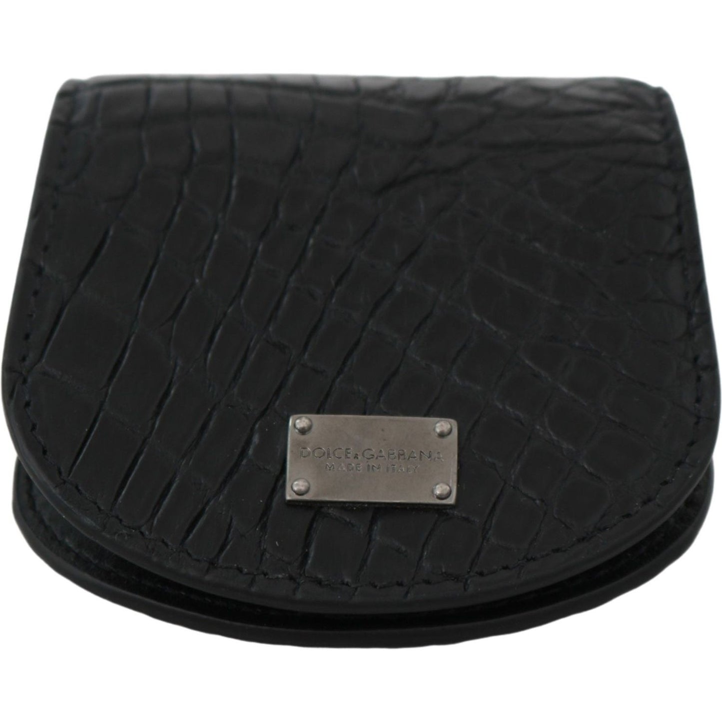 Dolce & Gabbana Sleek Black Leather Coin Case Wallet Condom Case Dolce & Gabbana Black