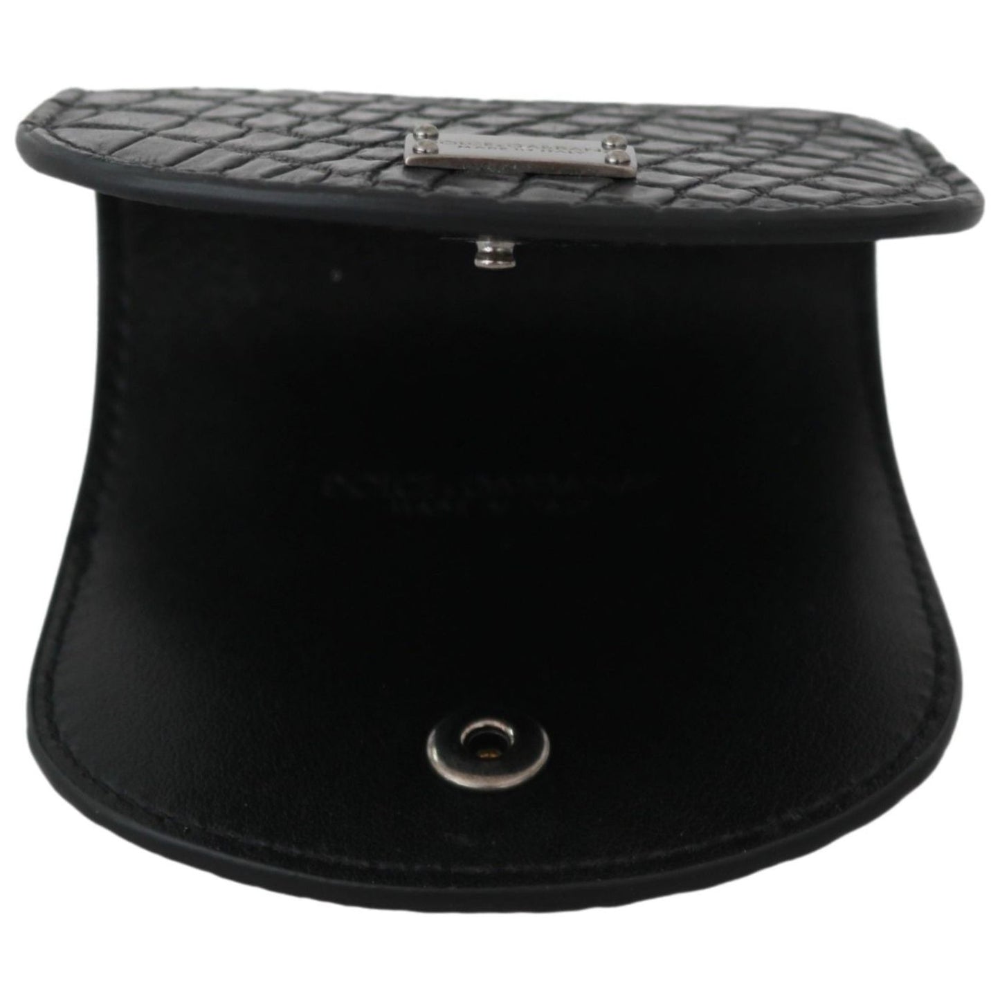 Dolce & Gabbana Sleek Black Leather Coin Case Wallet Condom Case Dolce & Gabbana Black