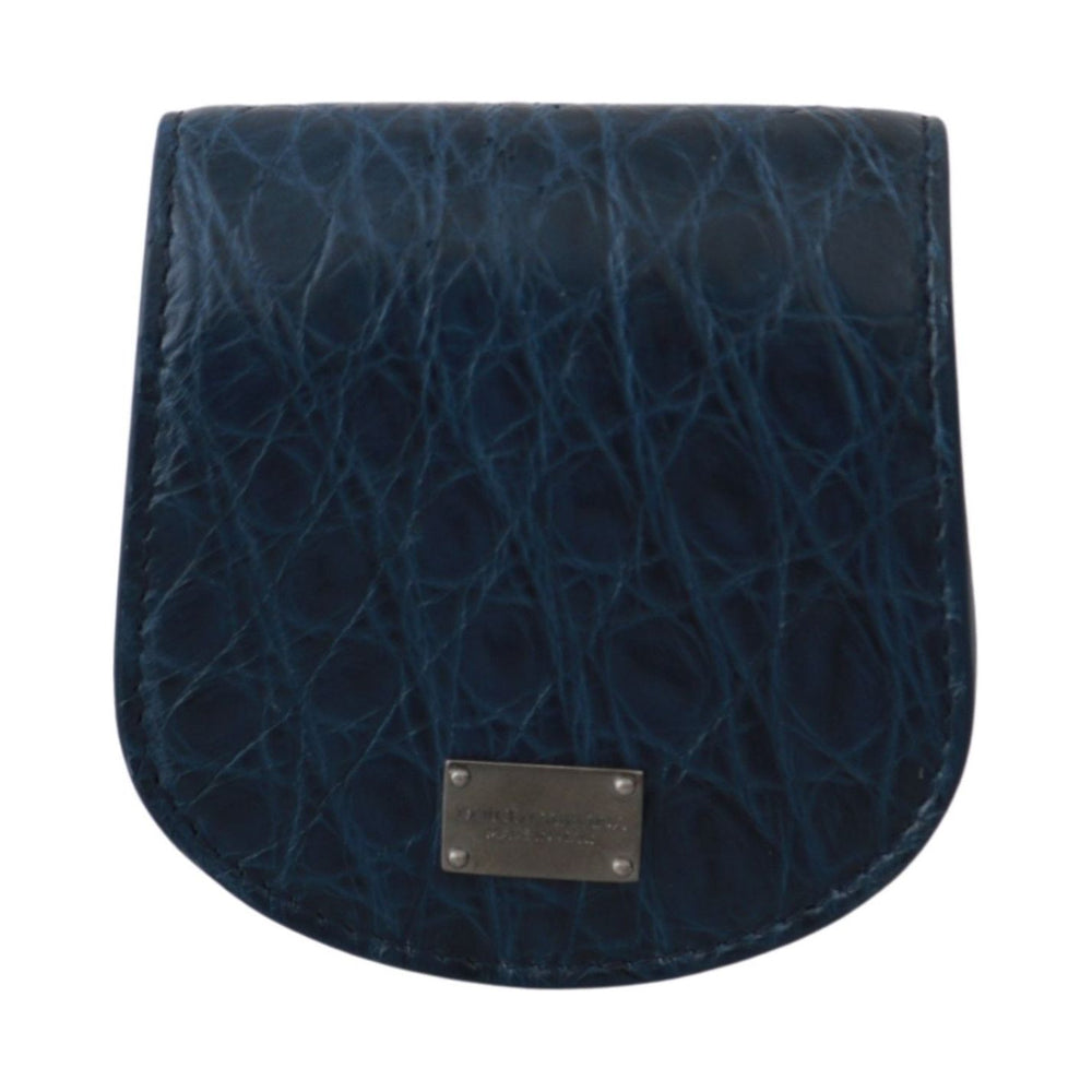 Dolce & Gabbana Elegant Blue Caimano Leather Condom Case Wallet Condom Case Dolce & Gabbana Dark Slate Gray