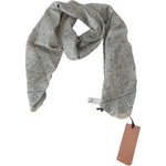 Ermanno Scervino Chic Cotton Scarf in Beige & Blue Fantasy Print Wrap Shawl Scarves Ermanno Scervino Light Slate Gray