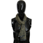 GF Ferre Elegant Patterned Wool-Blend Scarf GF Ferre Black