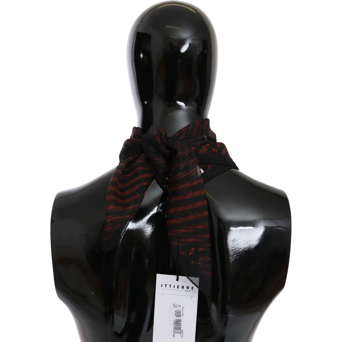 Costume National Elegant Silk Scarf Bandana Hat in Black Orange Silk Scarves Costume National Black