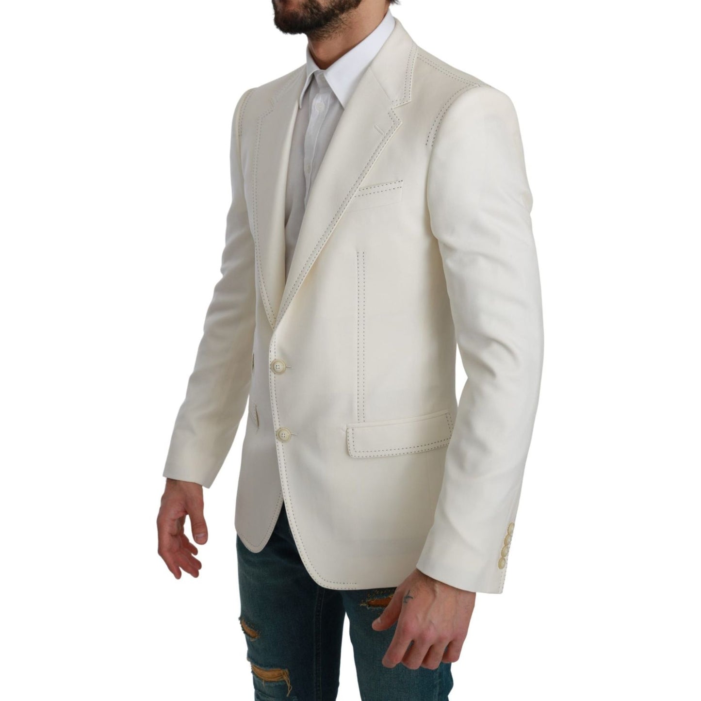 Dolce & Gabbana Elegant Slim Fit Virgin Wool Blazer Blazer Jacket Dolce & Gabbana Gray