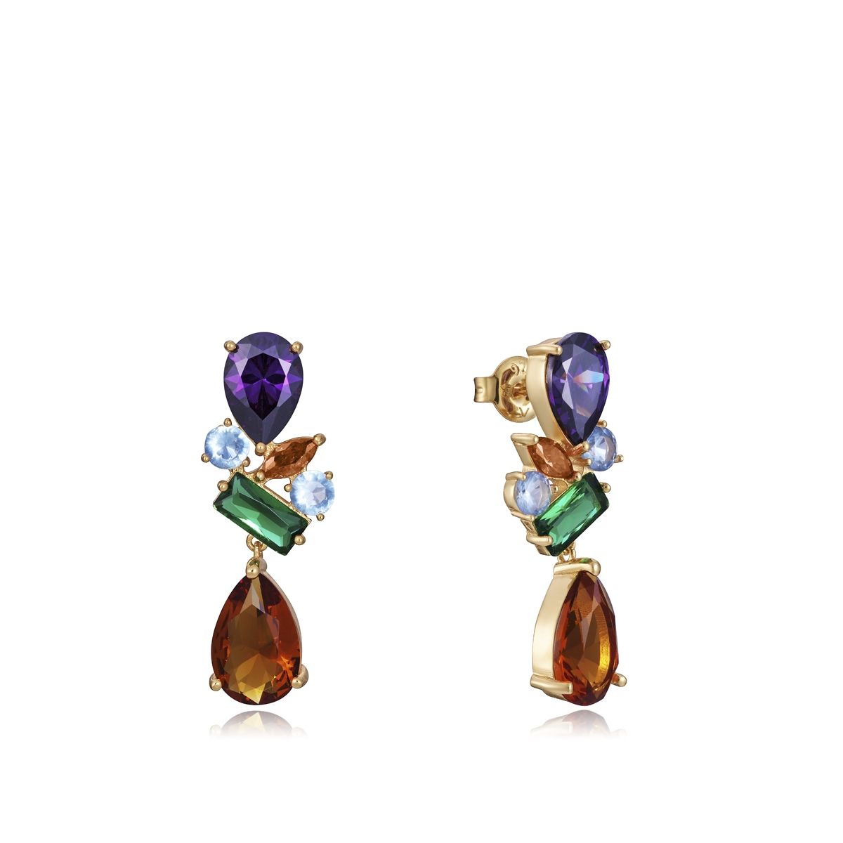 Colorful gemstone earrings on white background from VICEROY JEWELS Mod. 13096E100-39 for ladies, silver 925° with quartz movement.