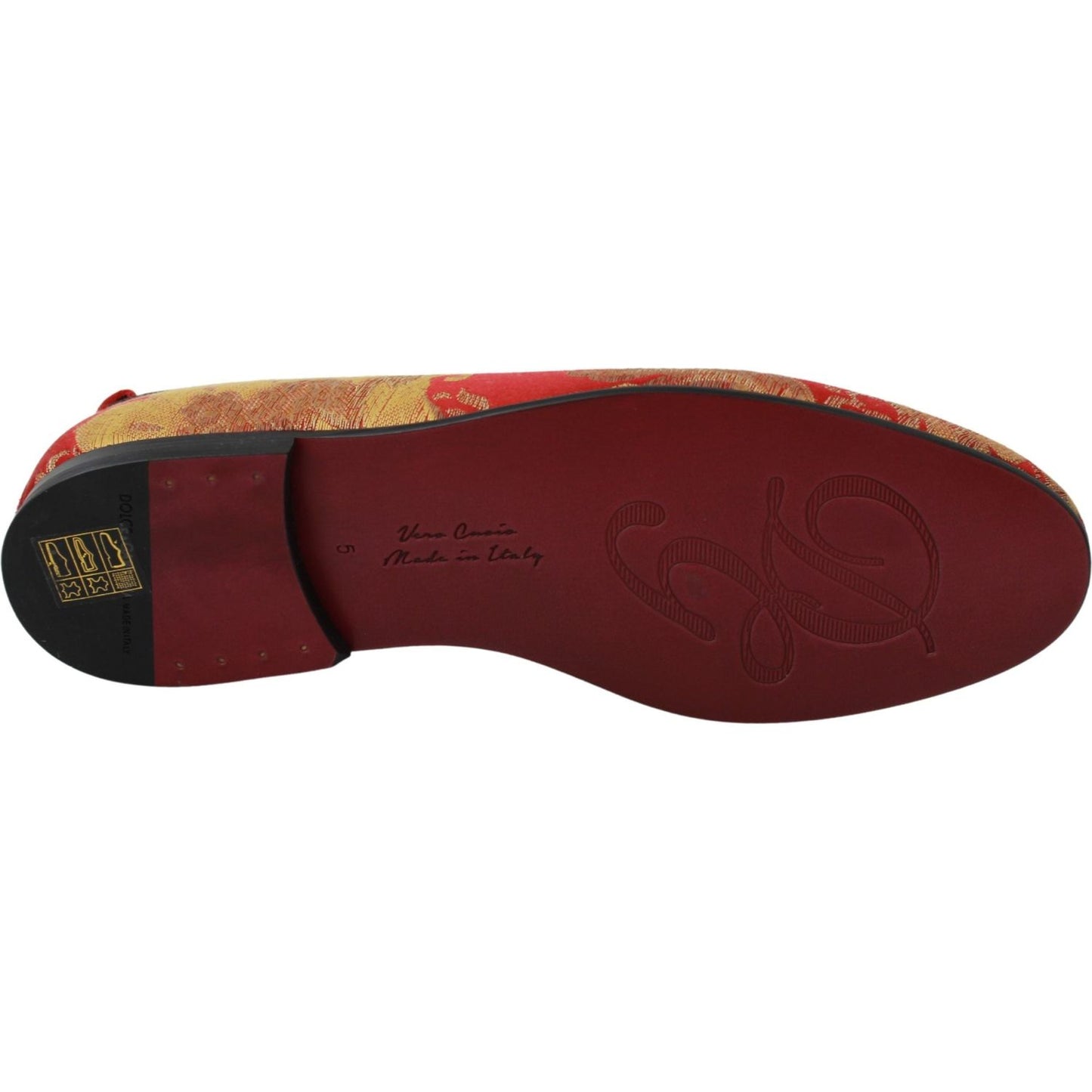 Dolce & Gabbana Rose Gold Brocade Loafers Slide Flats Dolce & Gabbana Saddle Brown