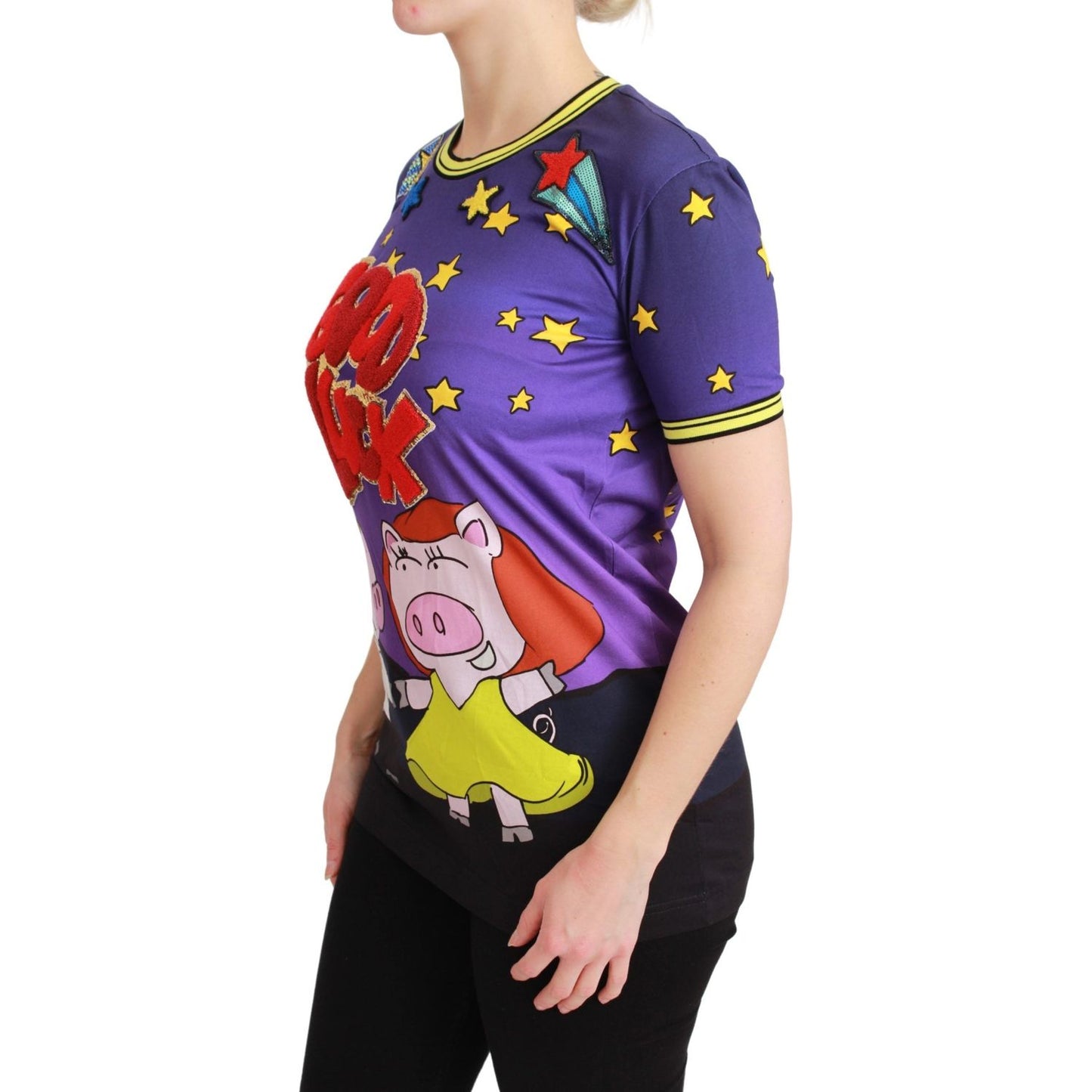 Dolce & Gabbana Elegant Crewneck Motive Tee in Purple Dolce & Gabbana Tan