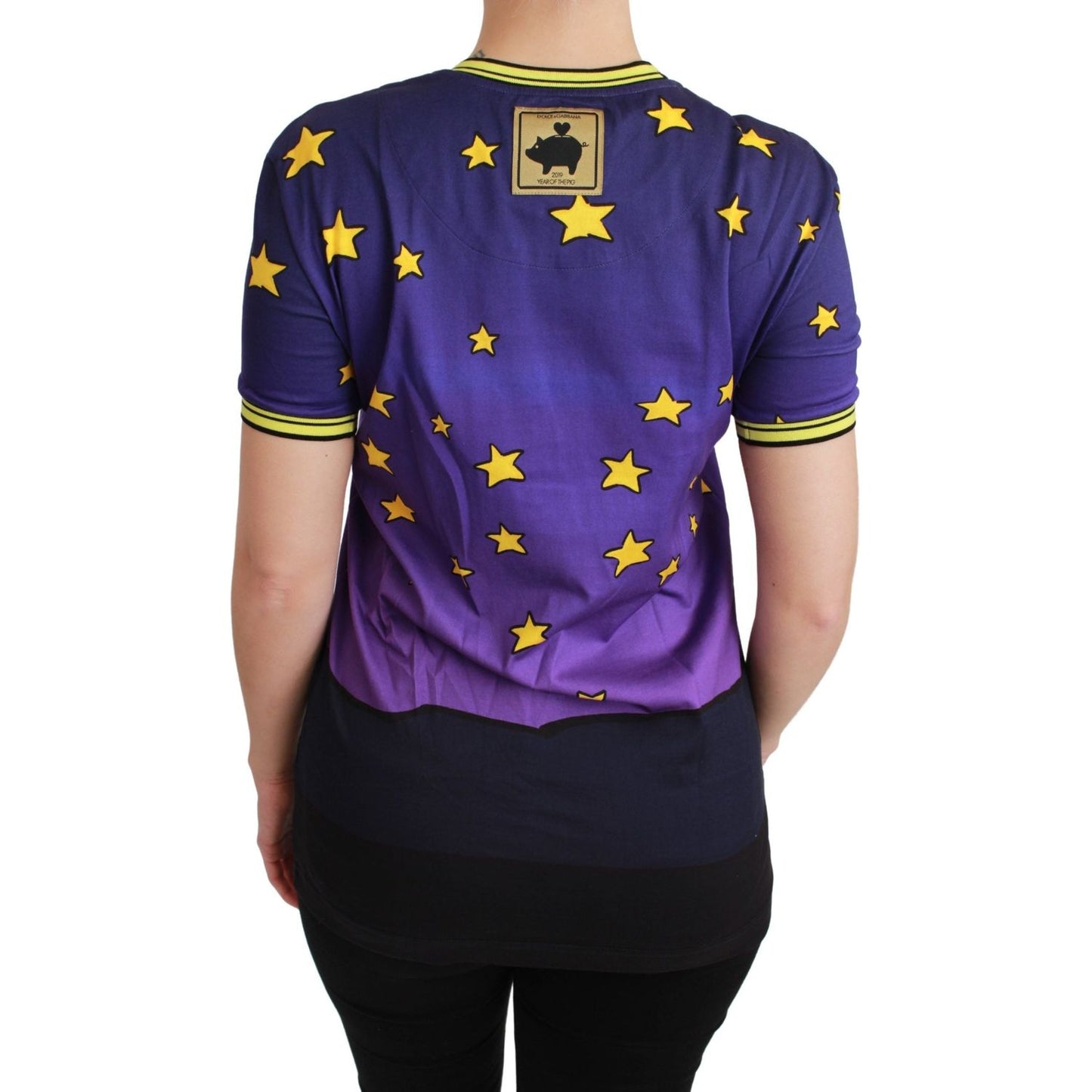 Dolce & Gabbana Elegant Crewneck Motive Tee in Purple Dolce & Gabbana Dark Slate Gray