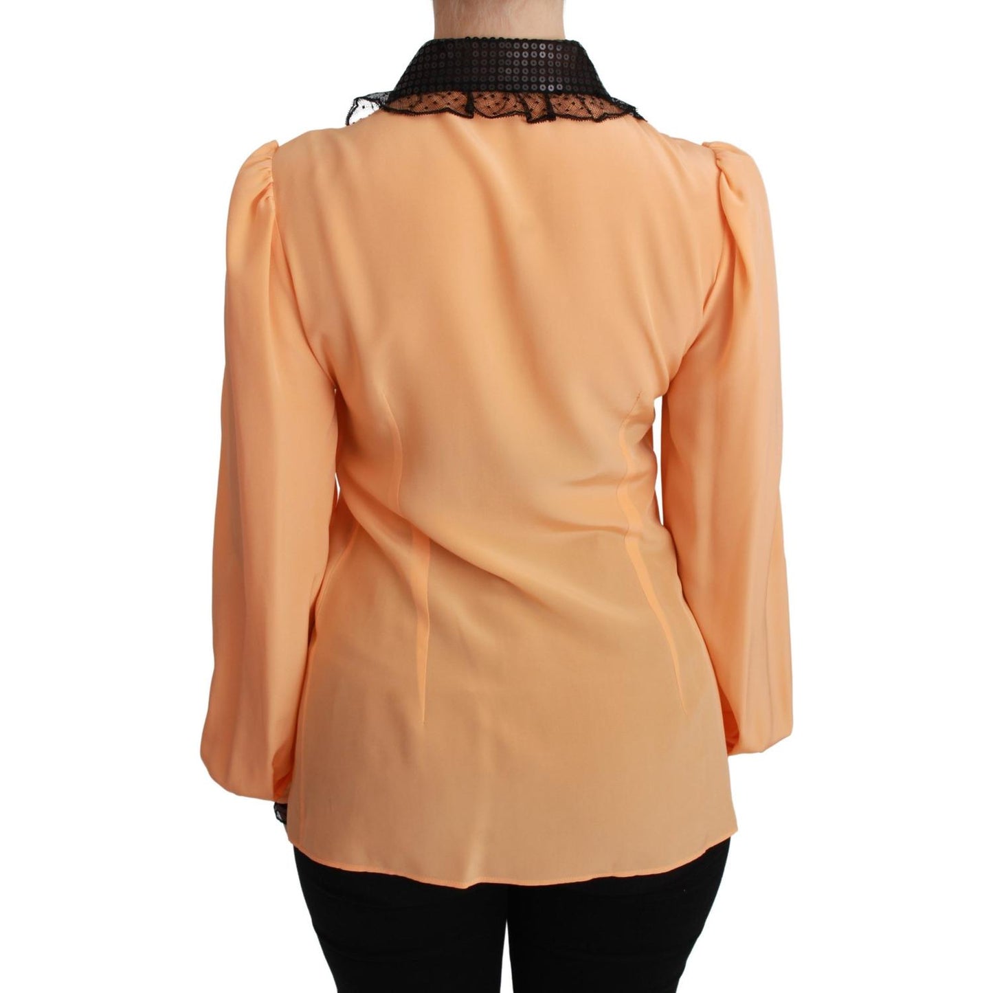 Dolce & Gabbana Silk Blend Yellow Blouse with Sequined Collar Dolce & Gabbana Dark Salmon